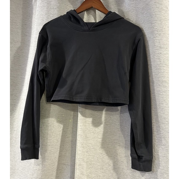 Lululemon Hoodie Womens Size 4 Black Pullover Cotton Blend Terry‎ Long Sleeve - Picture 2 of 5